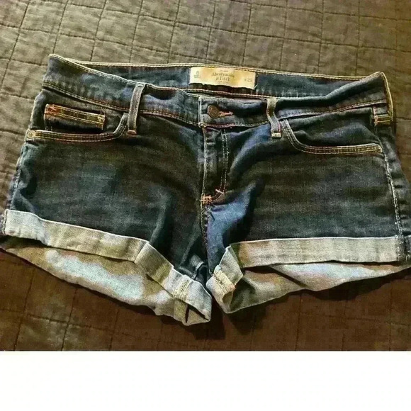ABERCROMBIE & FITCH Dark Wash Zip Fly‎ Denim Jean Shorts- Size 8 29 - Picture 1 of 4